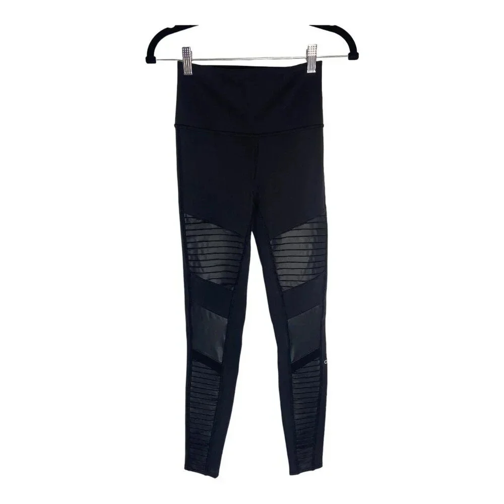 Alo High Waisted Black Moto Leggings-sz Small